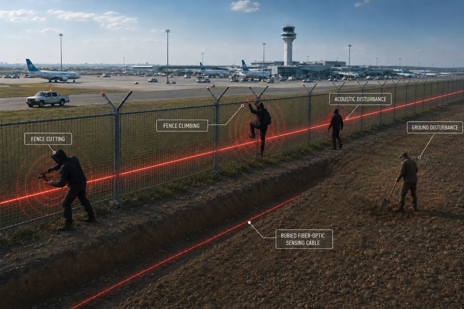 Airport perimeter activity detection with FOTAS DAS