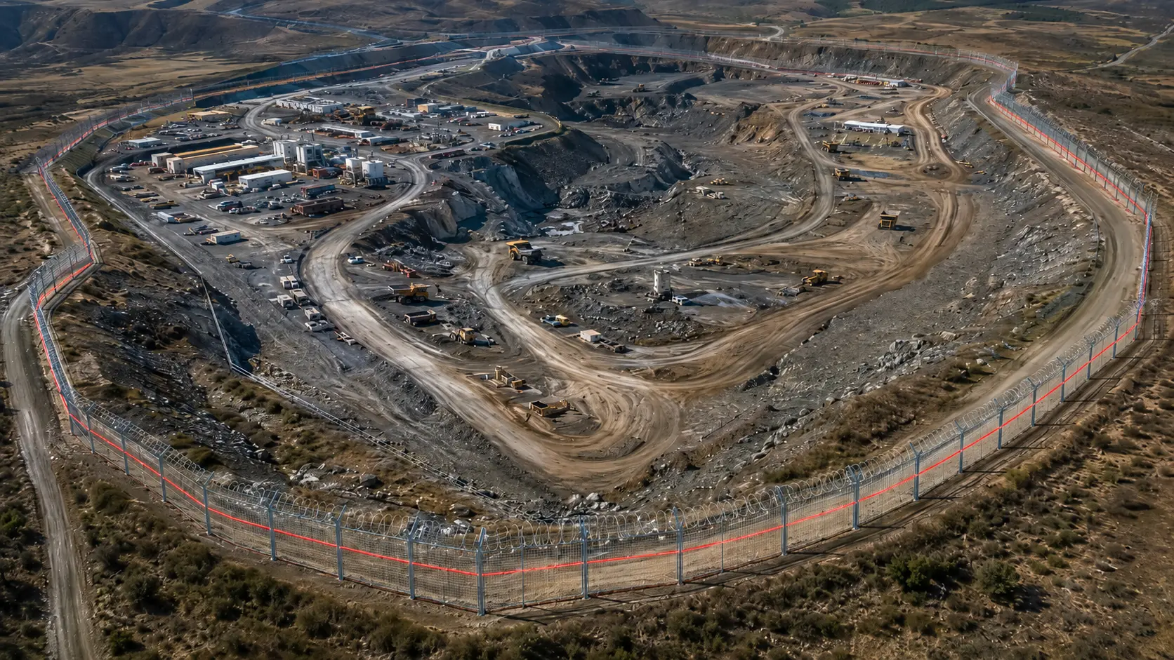 FOTAS DAS perimeter and infrastructure route security along a mining site boundary