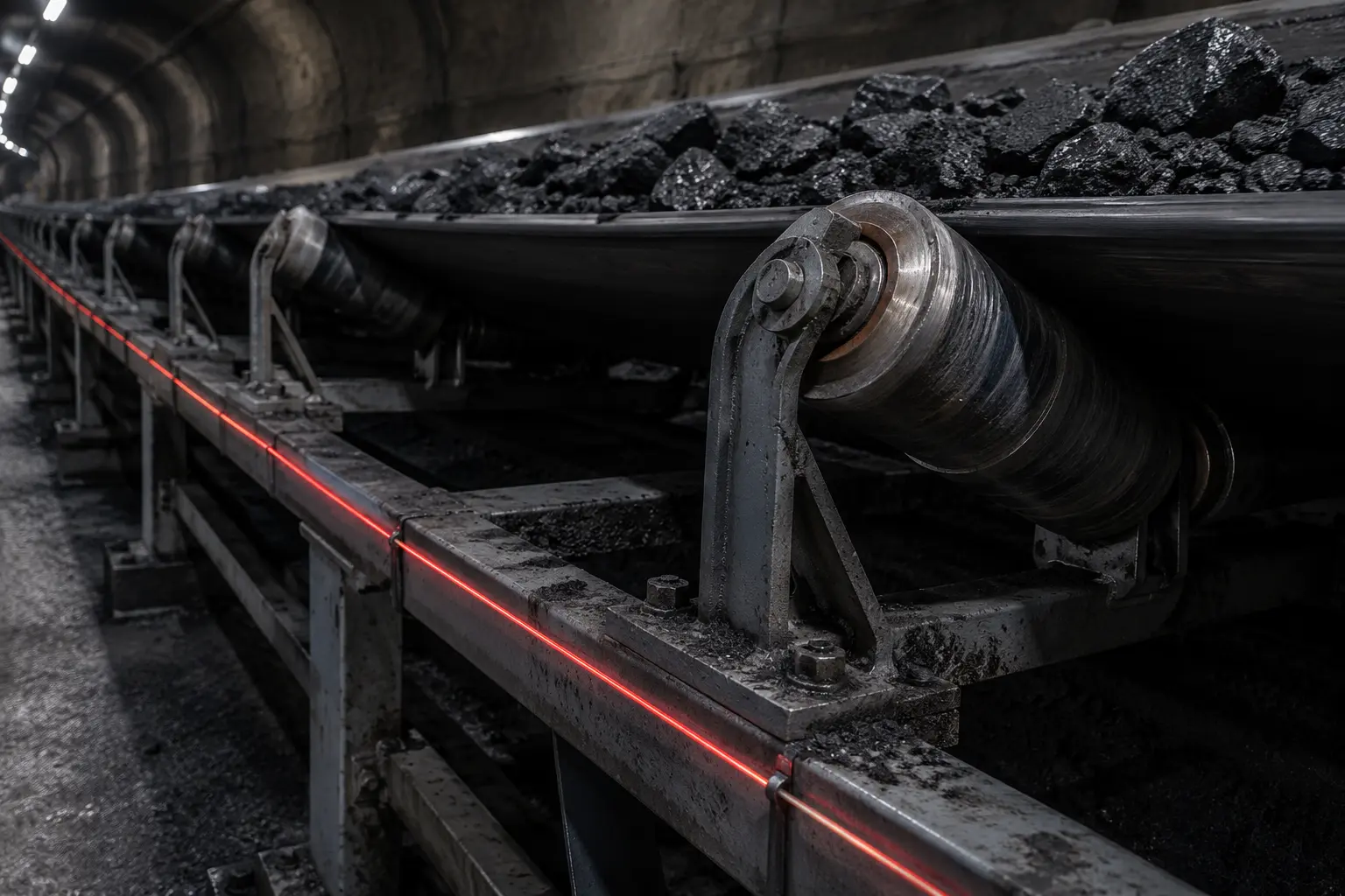 Fiber optic temperature monitoring of mining conveyor bearings and drive equipment