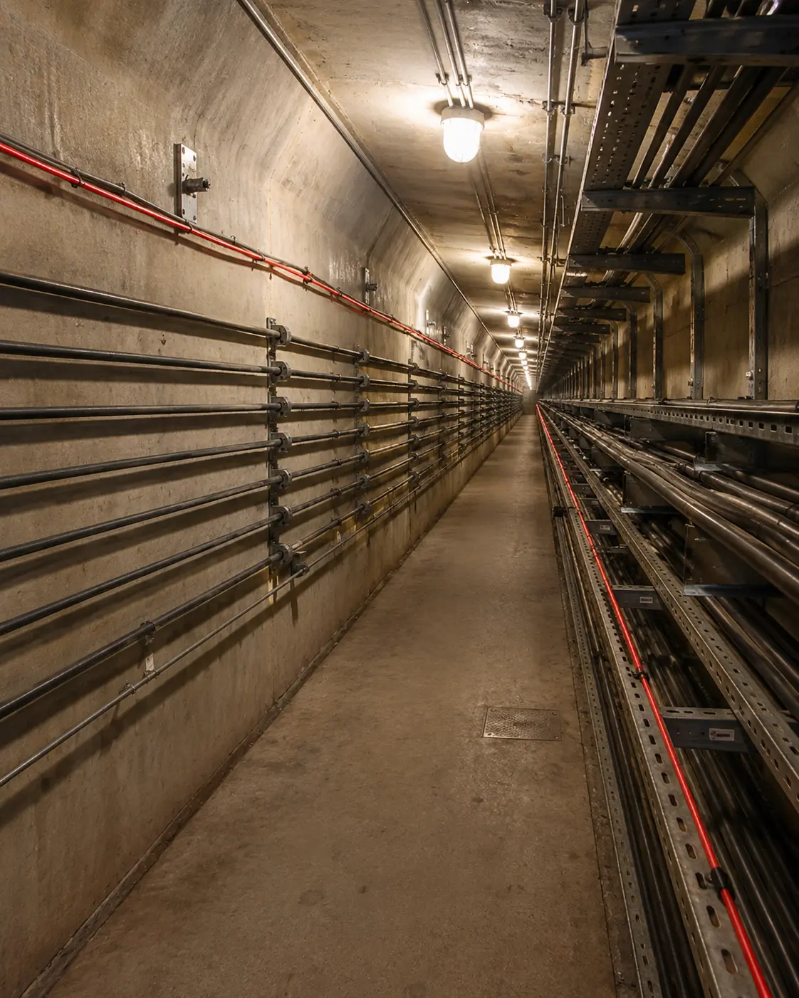Underground fiber monitored cable tunnel
