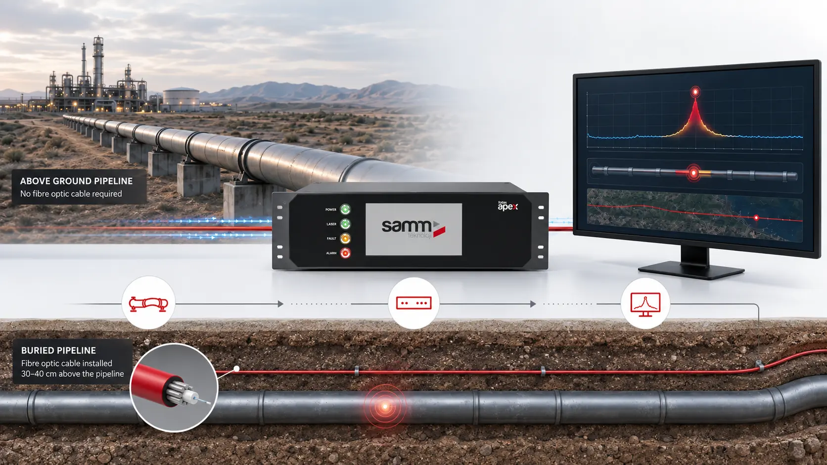 FOTAS APEX pipeline temperature monitoring with fiber optic DTS